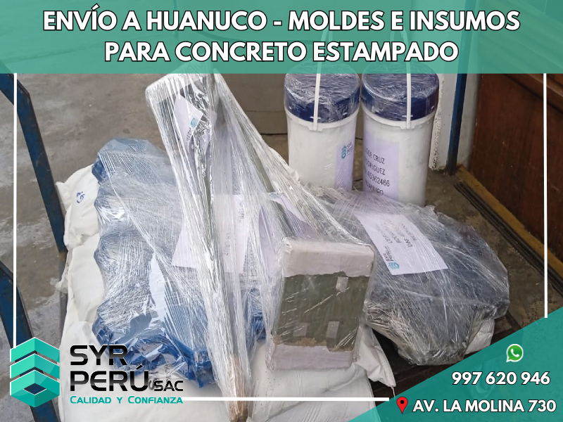 ENVÍO A HUANUCO - MOLDES E INSUMOS PARA CONCRETO ESTAMPADO