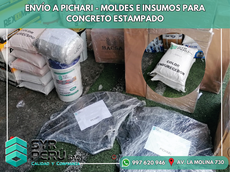 ENVÍO A PICHARI - MOLDES E INSUMOS PARA CONCRETO ESTAMPADO
